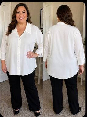 Brand new with tags Maggie Barnes white blouse in women’s size 5X 🤍